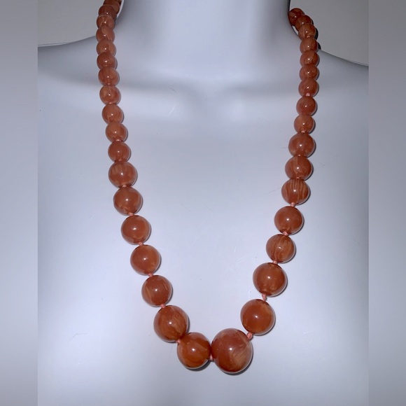 Vintage Chunky Orange Beaded Boho Necklace - Picture 2 of 8